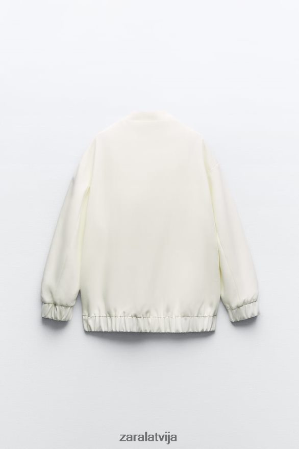 gara bomberjaka ar ielāpu kabatām sievietes Zara austeru balts 6ZTV4089 apģērbs