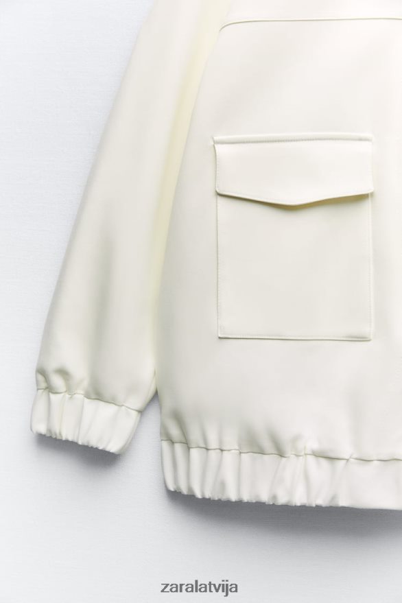 gara bomberjaka ar ielāpu kabatām sievietes Zara austeru balts 6ZTV4089 apģērbs