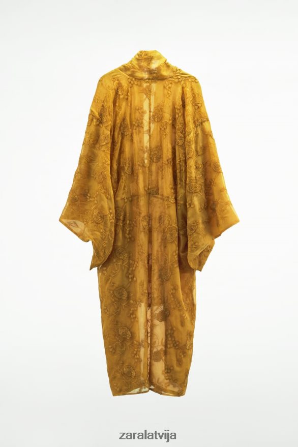 izšūts kimono sievietes Zara sinepes 6ZTV40113 apģērbs