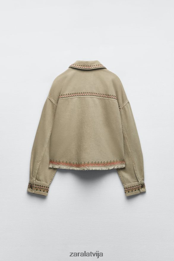 izšūts virskrekls sievietes Zara haki 6ZTV4090 apģērbs