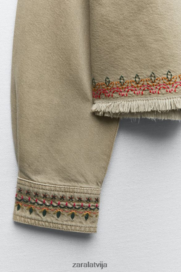 izšūts virskrekls sievietes Zara haki 6ZTV4090 apģērbs