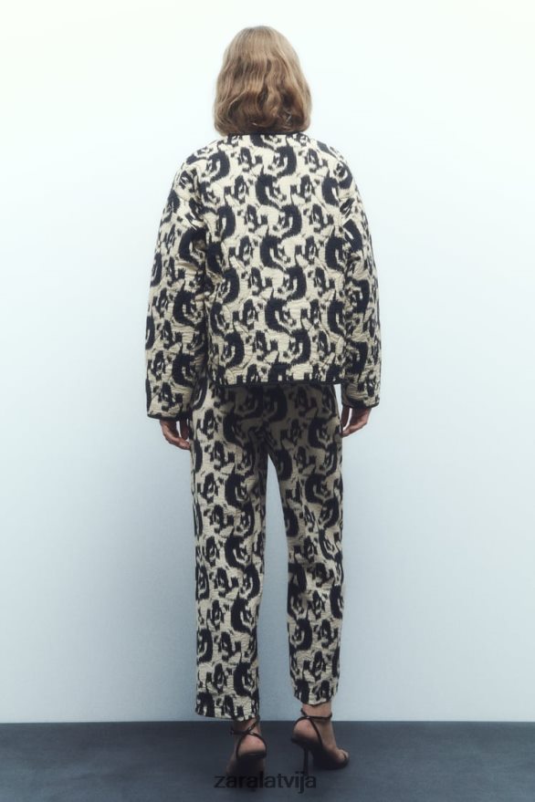 jaka ar dzīvnieku apdruku sievietes Zara ekrū/melns 6ZTV40107 apģērbs