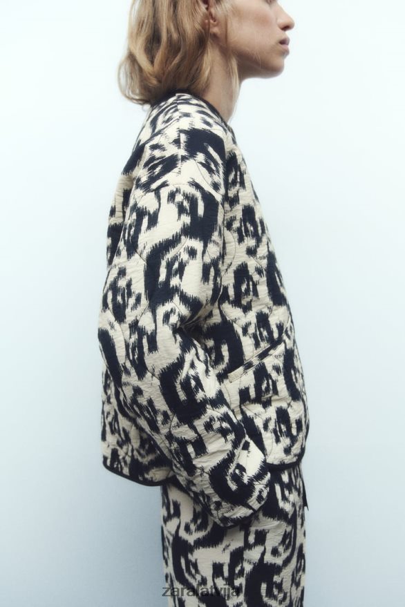 jaka ar dzīvnieku apdruku sievietes Zara ekrū/melns 6ZTV40107 apģērbs