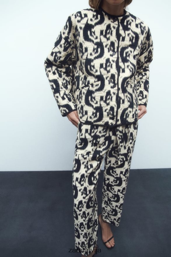 jaka ar dzīvnieku apdruku sievietes Zara ekrū/melns 6ZTV40107 apģērbs