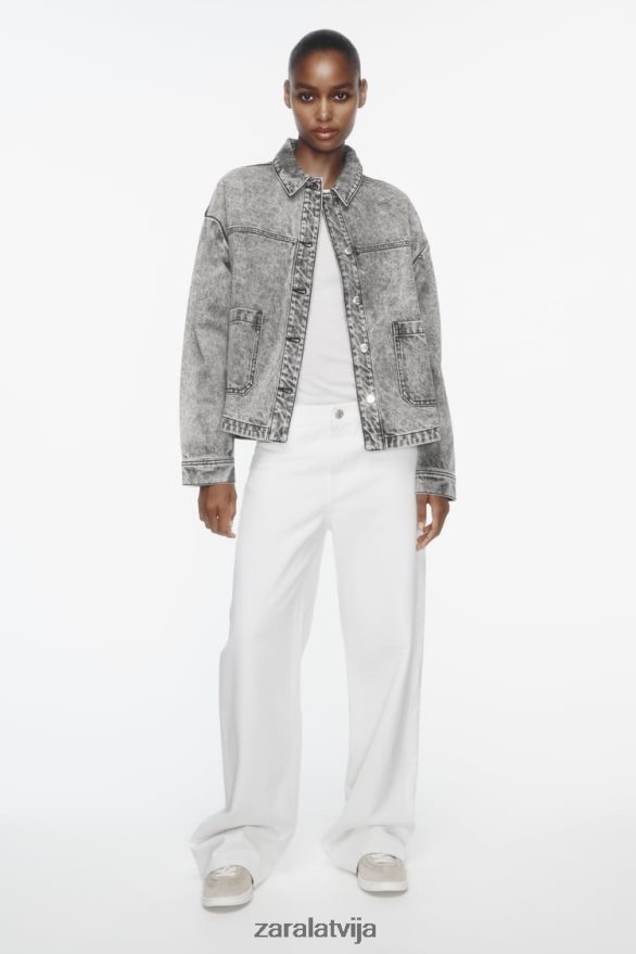 kabatas z1975 džinsa jaka sievietes Zara pelēks 6ZTV4073 apģērbs
