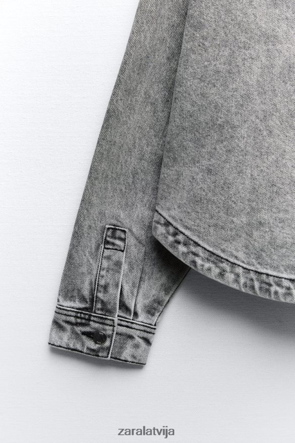 kabatas z1975 džinsa jaka sievietes Zara pelēks 6ZTV4073 apģērbs