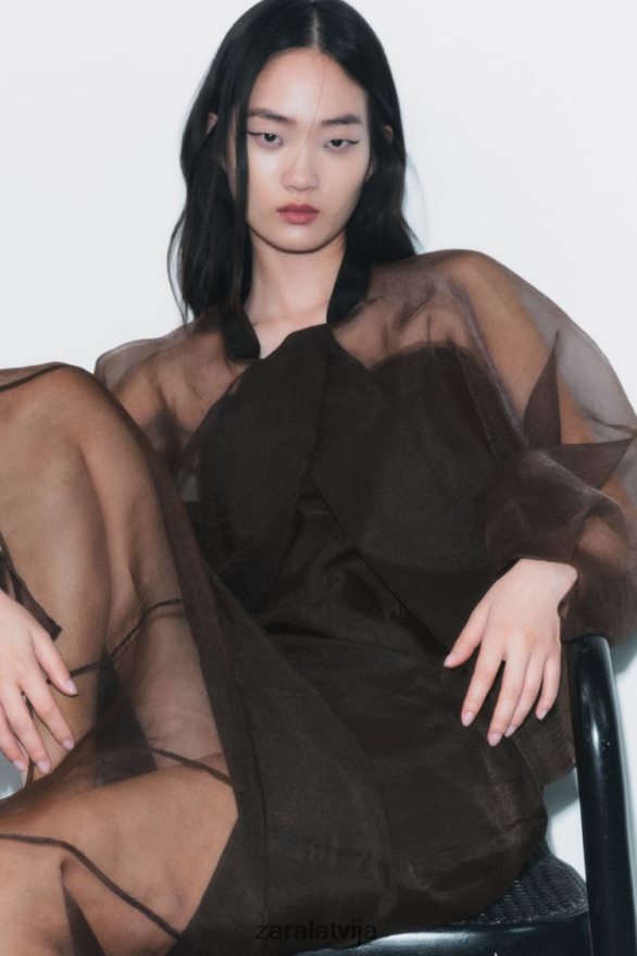 kontrastējoša organza bomber jaka sievietes Zara brūns 6ZTV4099 apģērbs