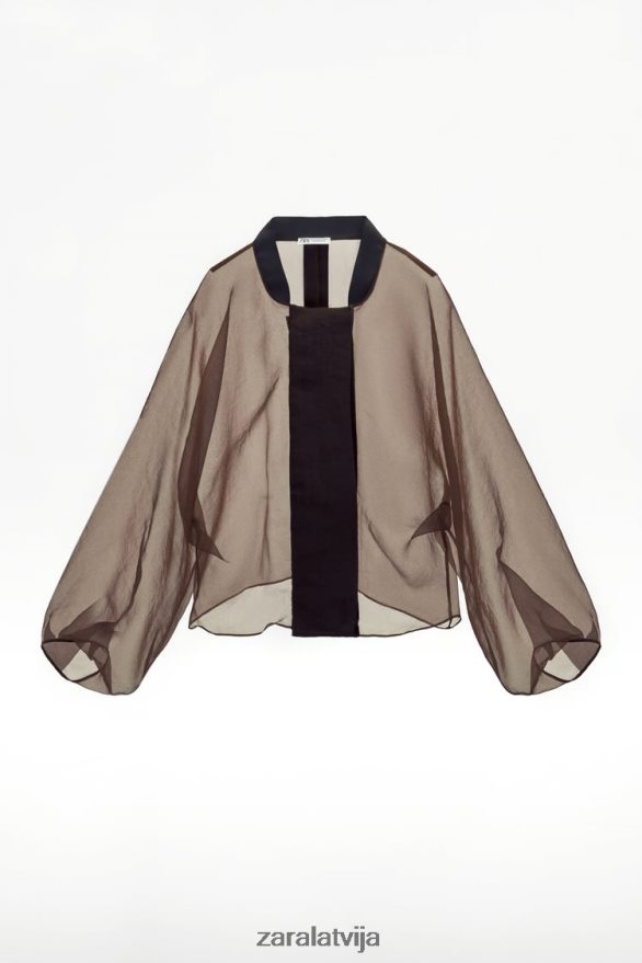 kontrastējoša organza bomber jaka sievietes Zara brūns 6ZTV4099 apģērbs