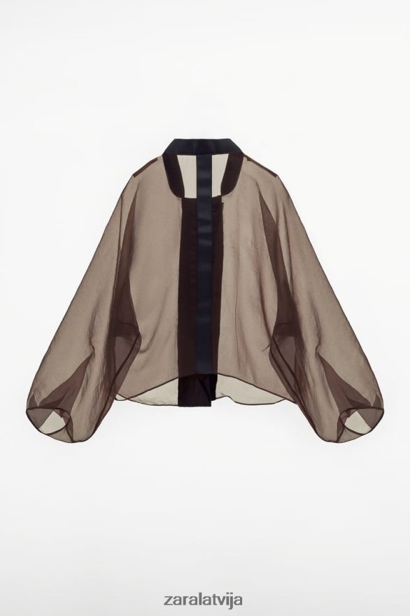 kontrastējoša organza bomber jaka sievietes Zara brūns 6ZTV4099 apģērbs