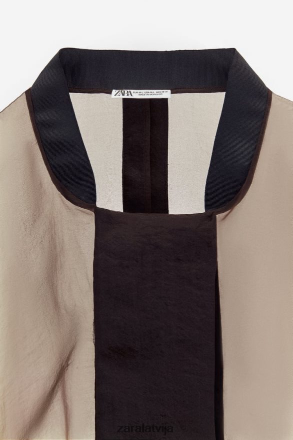 kontrastējoša organza bomber jaka sievietes Zara brūns 6ZTV4099 apģērbs