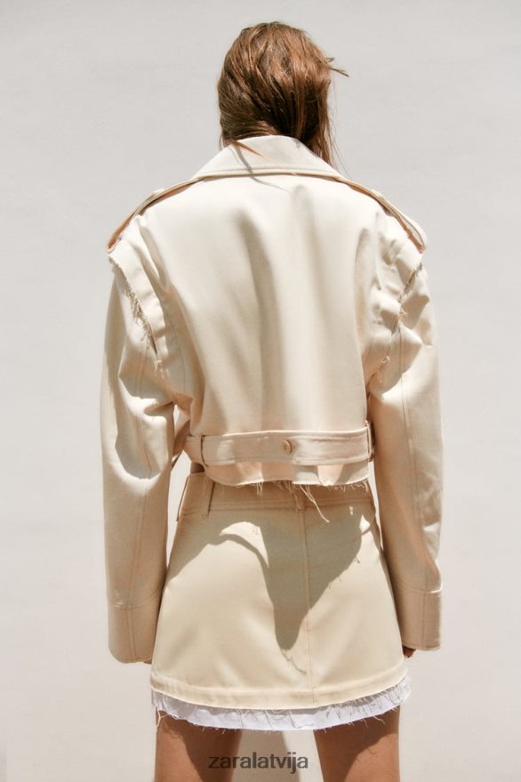konvertējama crop jaka sievietes Zara gaiši bēšs 6ZTV40111 apģērbs