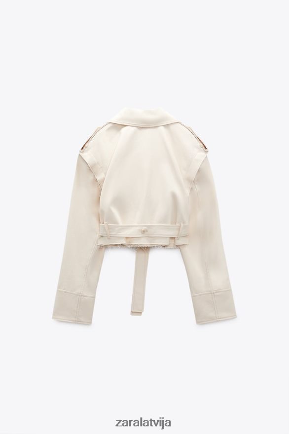 konvertējama crop jaka sievietes Zara gaiši bēšs 6ZTV40111 apģērbs