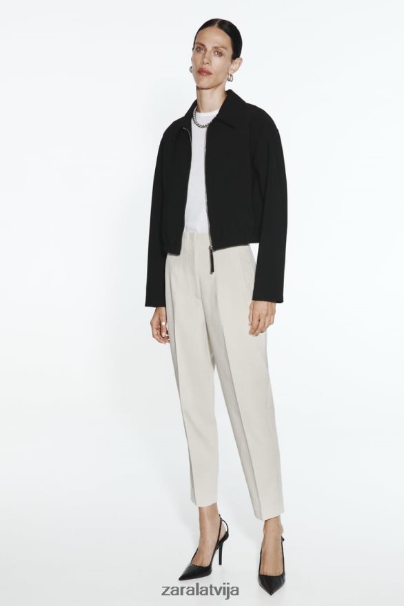 krekla stila bomber jaka sievietes Zara melns 6ZTV4044 apģērbs