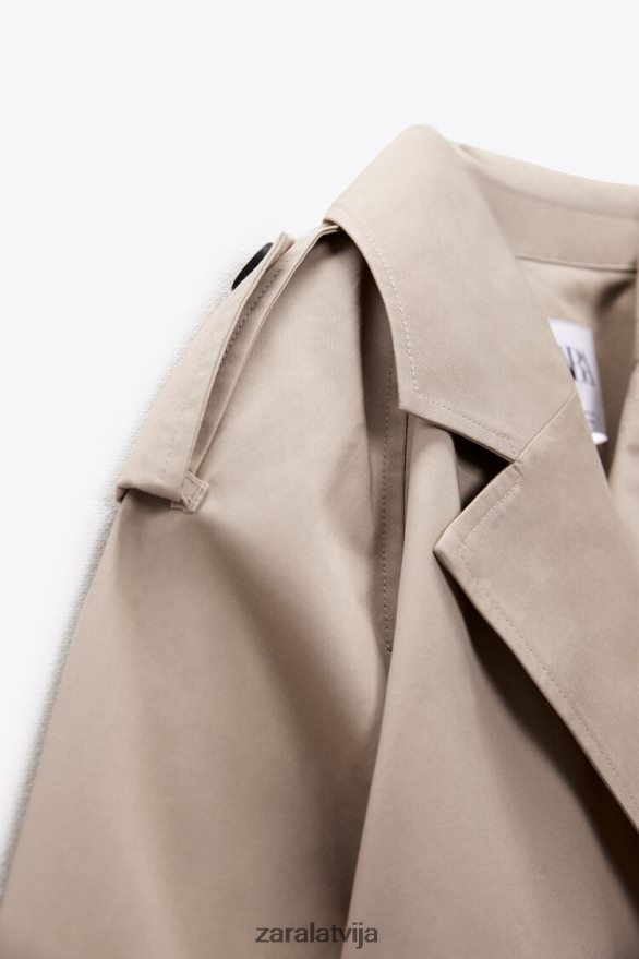 lielizmēra apgriezta biker jaka sievietes Zara taupīgi brūns 6ZTV4021 apģērbs