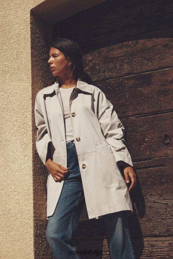 lielizmēra tranšeja ar kabatām sievietes Zara smiltis 6ZTV40131 apģērbs