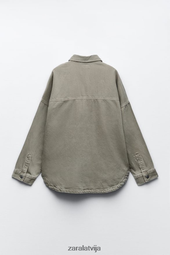 lielizmēra virskrekls ar kabatām sievietes Zara vidus haki 6ZTV4059 apģērbs