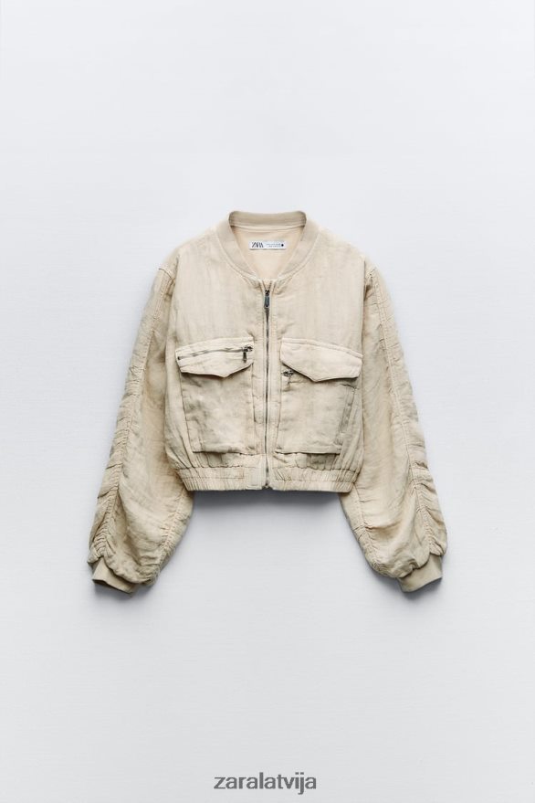 lina kabatas bumbvedējs sievietes Zara smiltis 6ZTV4066 apģērbs