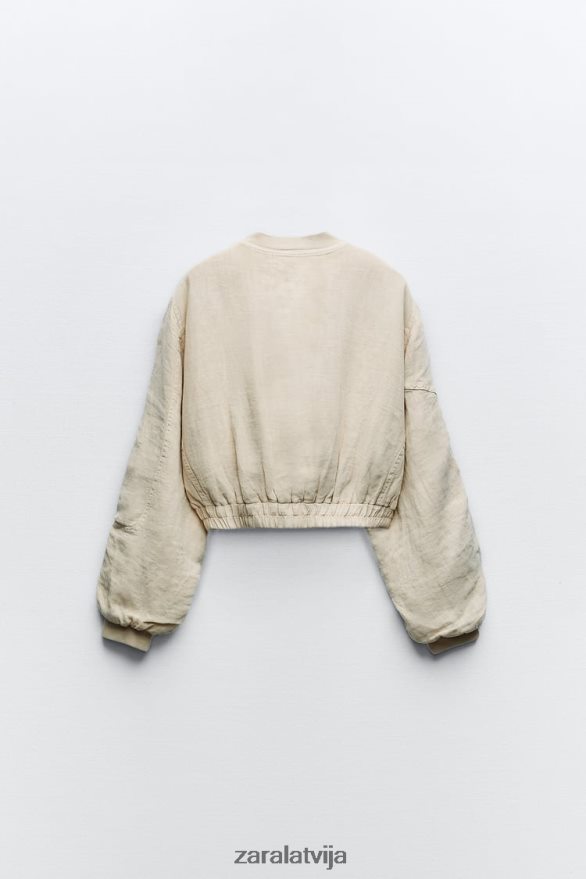 lina kabatas bumbvedējs sievietes Zara smiltis 6ZTV4066 apģērbs