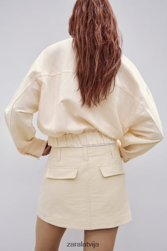 lina maisījuma bomber jaka sievietes Zara gaiši bēšs 6ZTV4095 apģērbs