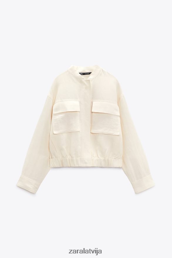 lina maisījuma bomber jaka sievietes Zara gaiši bēšs 6ZTV4095 apģērbs