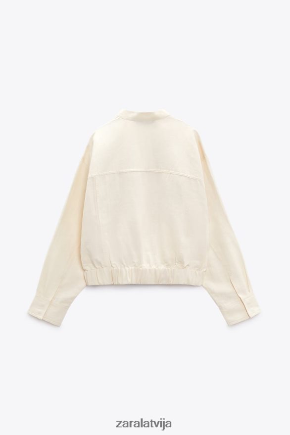 lina maisījuma bomber jaka sievietes Zara gaiši bēšs 6ZTV4095 apģērbs