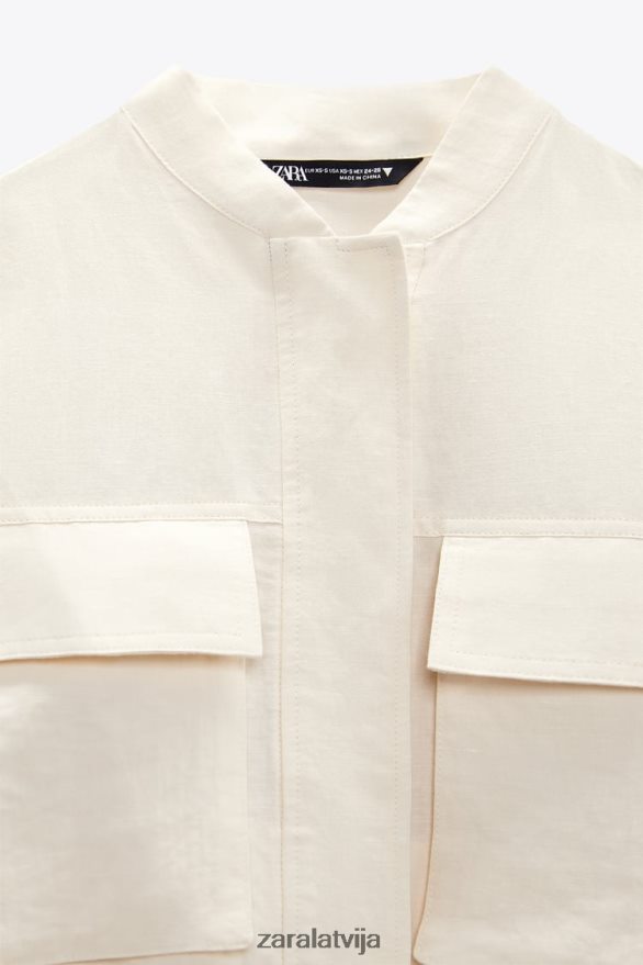 lina maisījuma bomber jaka sievietes Zara gaiši bēšs 6ZTV4095 apģērbs