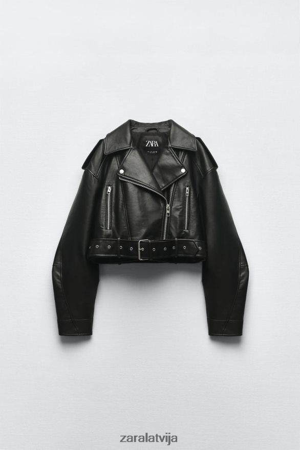 mākslīgās ādas jaka sievietes Zara melns 6ZTV4048 apģērbs