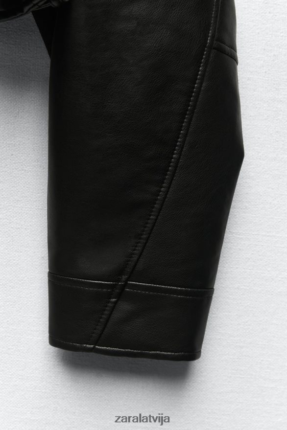 mākslīgās ādas jaka sievietes Zara melns 6ZTV4048 apģērbs