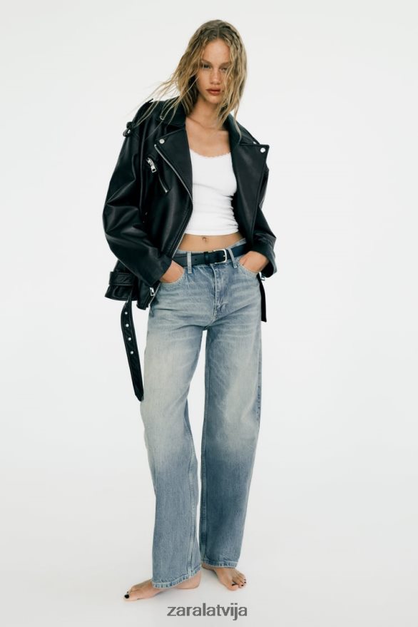 mākslīgās ādas lielizmēra jaka sievietes Zara melns 6ZTV4032 apģērbs