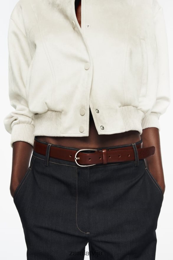 mākslīgās zamšādas bomber jaka sievietes Zara ekru 6ZTV4036 apģērbs