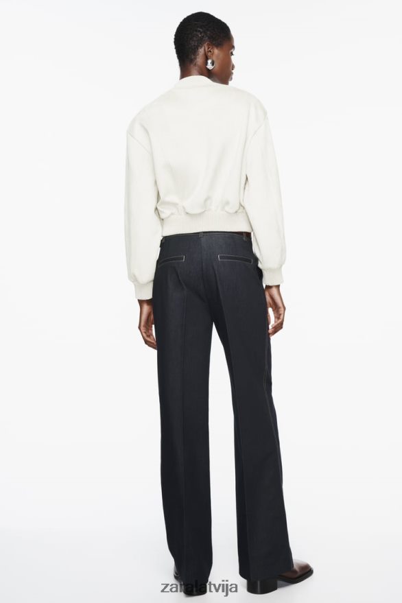 mākslīgās zamšādas bomber jaka sievietes Zara ekru 6ZTV4036 apģērbs