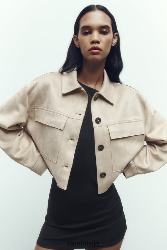mākslīgās zamšādas īsa jaka sievietes Zara ūdele 6ZTV4075 apģērbs