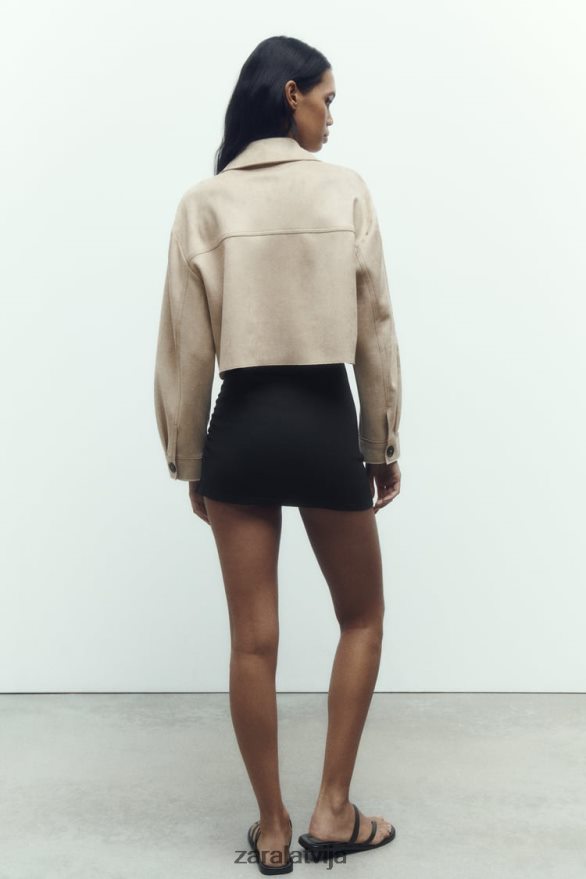 mākslīgās zamšādas īsa jaka sievietes Zara ūdele 6ZTV4075 apģērbs