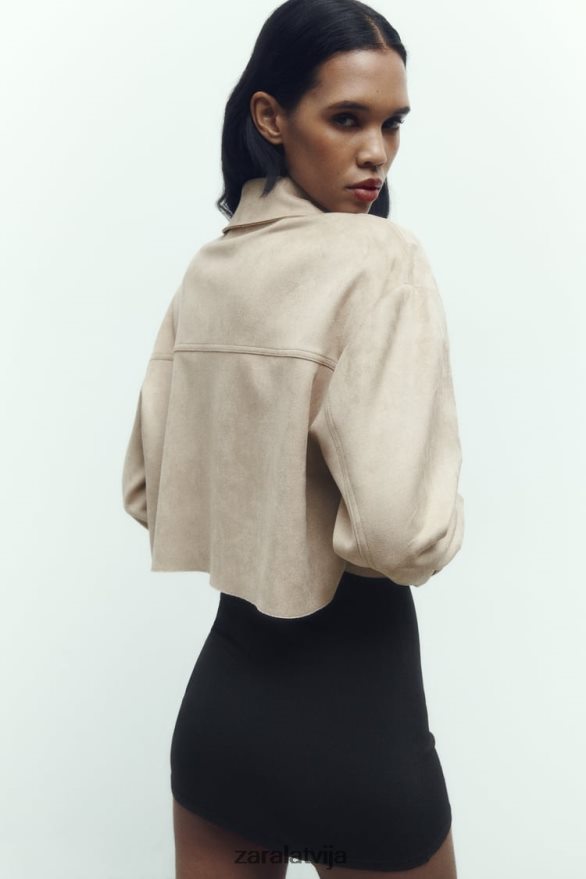 mākslīgās zamšādas īsa jaka sievietes Zara ūdele 6ZTV4075 apģērbs