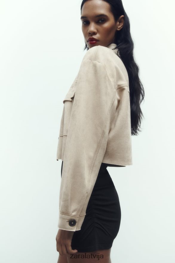 mākslīgās zamšādas īsa jaka sievietes Zara ūdele 6ZTV4075 apģērbs