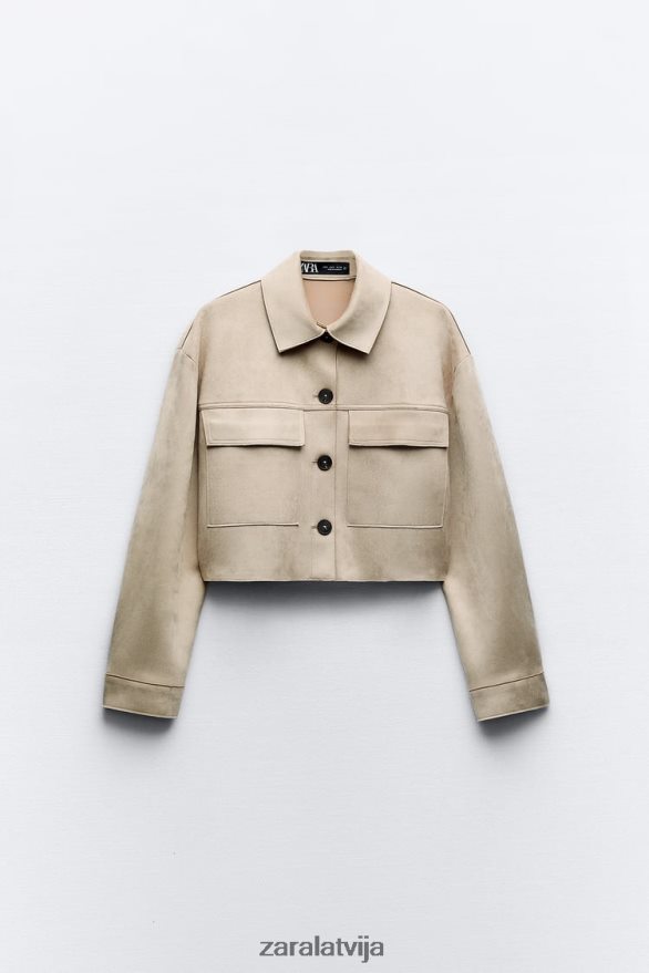 mākslīgās zamšādas īsa jaka sievietes Zara ūdele 6ZTV4075 apģērbs