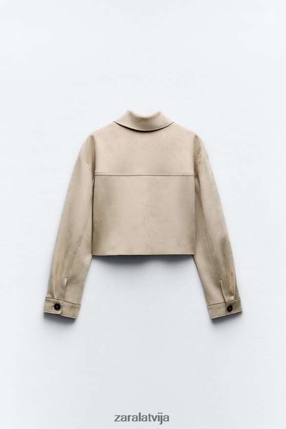 mākslīgās zamšādas īsa jaka sievietes Zara ūdele 6ZTV4075 apģērbs