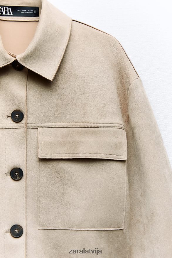 mākslīgās zamšādas īsa jaka sievietes Zara ūdele 6ZTV4075 apģērbs