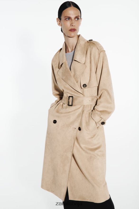 mākslīgās zamšādas virskārta sievietes Zara taupīgi brūns 6ZTV4083 apģērbs