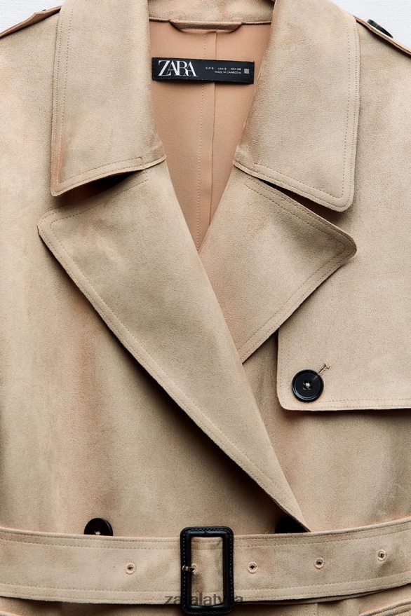 mākslīgās zamšādas virskārta sievietes Zara taupīgi brūns 6ZTV4083 apģērbs