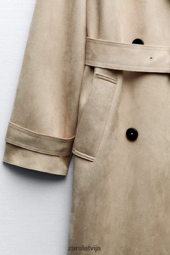 mākslīgās zamšādas virskārta sievietes Zara taupīgi brūns 6ZTV4083 apģērbs