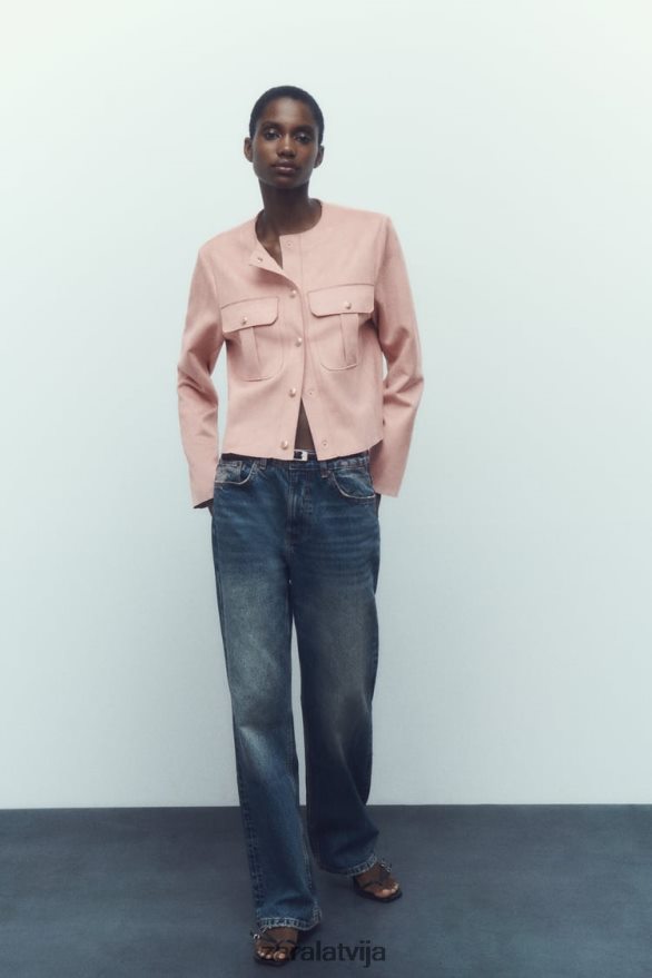 mākslīgās zamšādas virskrekls sievietes Zara rozā 6ZTV40117 apģērbs