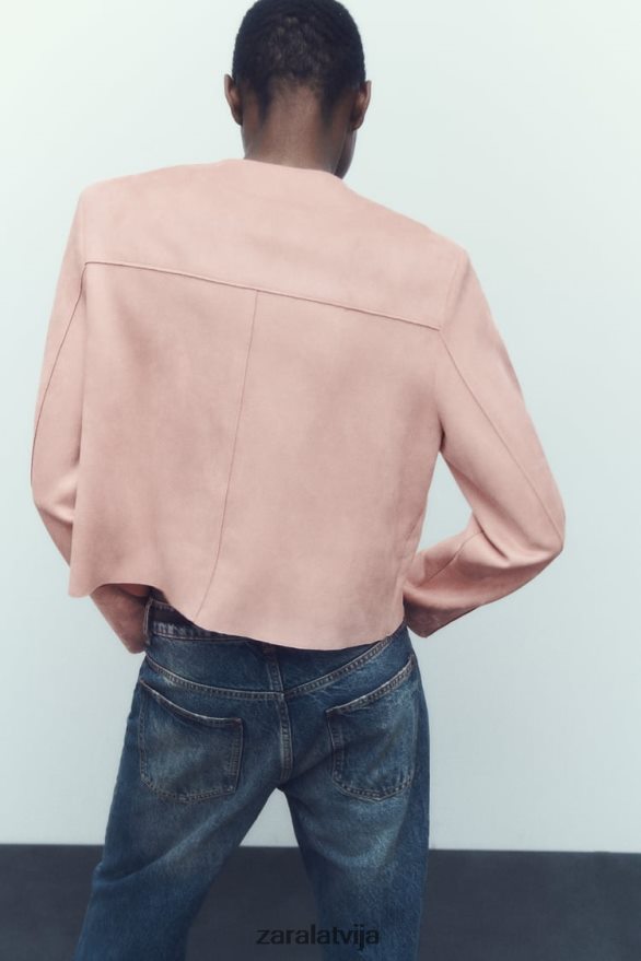 mākslīgās zamšādas virskrekls sievietes Zara rozā 6ZTV40117 apģērbs
