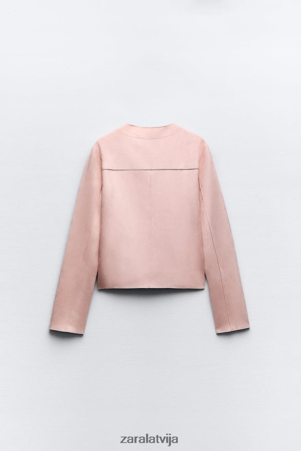 mākslīgās zamšādas virskrekls sievietes Zara rozā 6ZTV40117 apģērbs