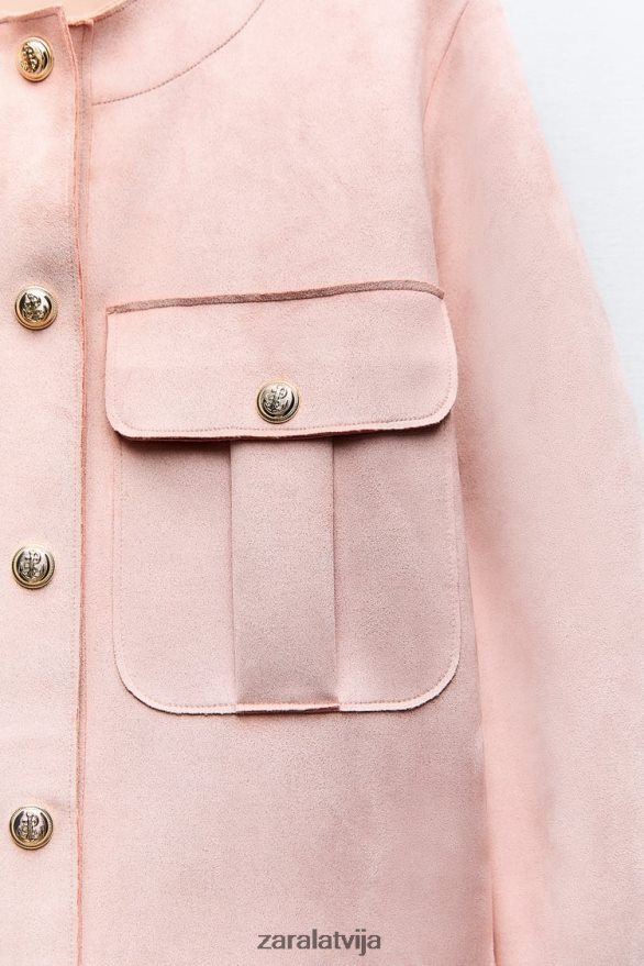 mākslīgās zamšādas virskrekls sievietes Zara rozā 6ZTV40117 apģērbs