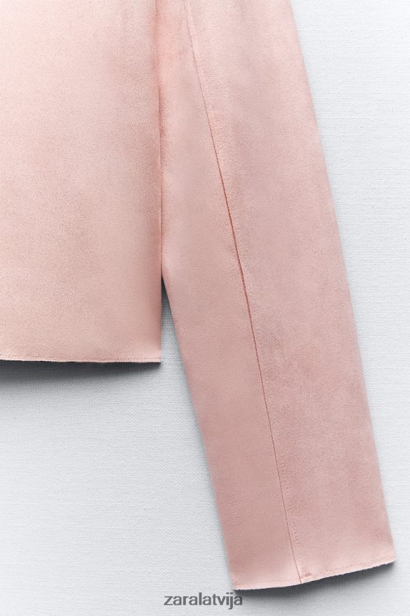 mākslīgās zamšādas virskrekls sievietes Zara rozā 6ZTV40117 apģērbs