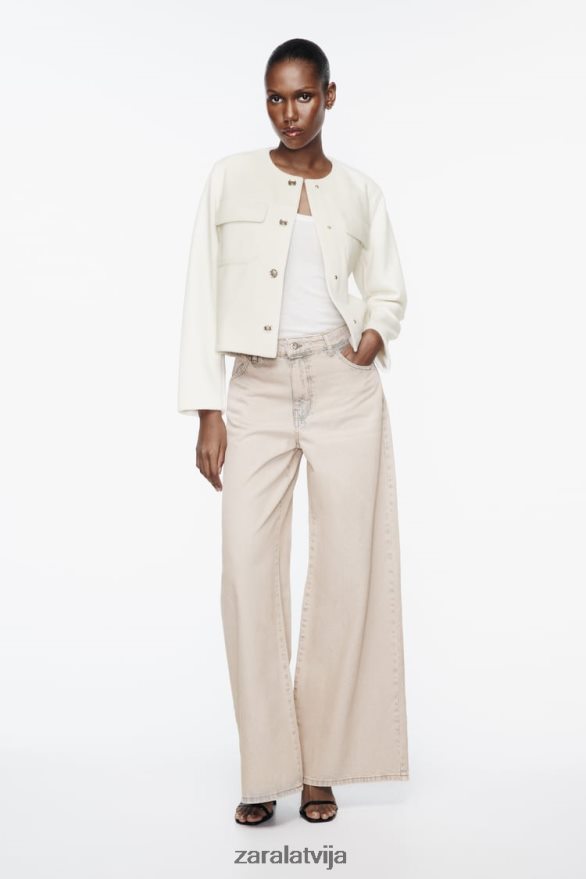 mīksta jaka sievietes Zara ekru 6ZTV4033 apģērbs