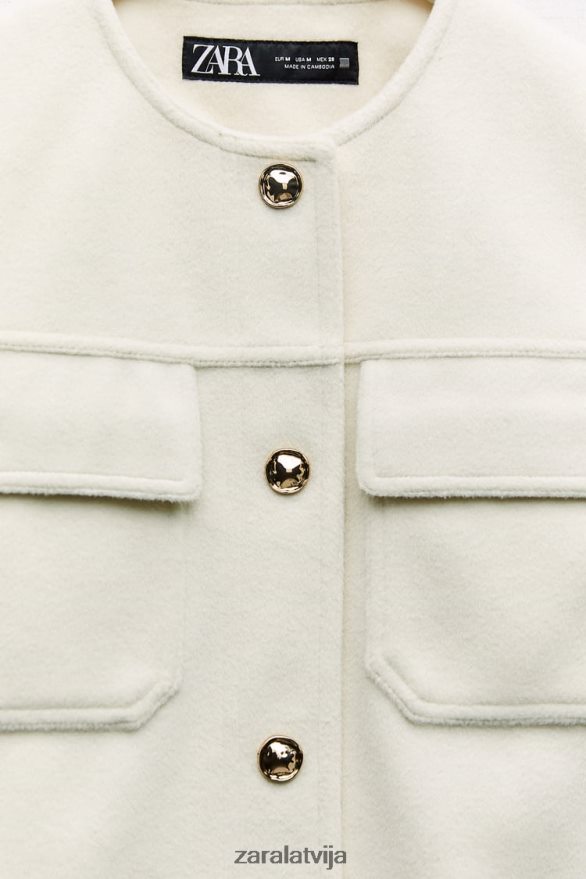 mīksta jaka sievietes Zara ekru 6ZTV4033 apģērbs