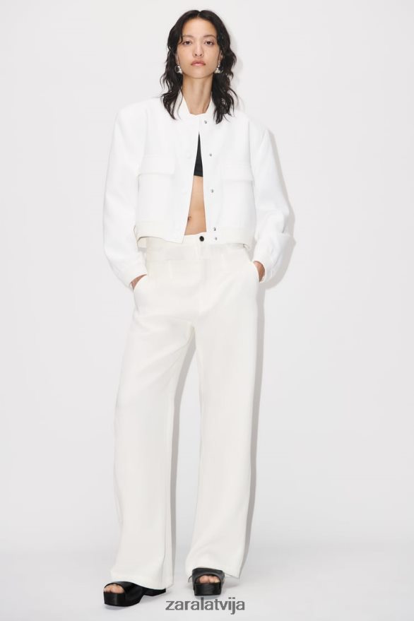 maxi kabatas bumbvedējs sievietes Zara ekru 6ZTV40127 apģērbs