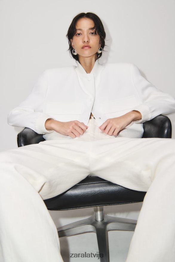 maxi kabatas bumbvedējs sievietes Zara ekru 6ZTV40127 apģērbs